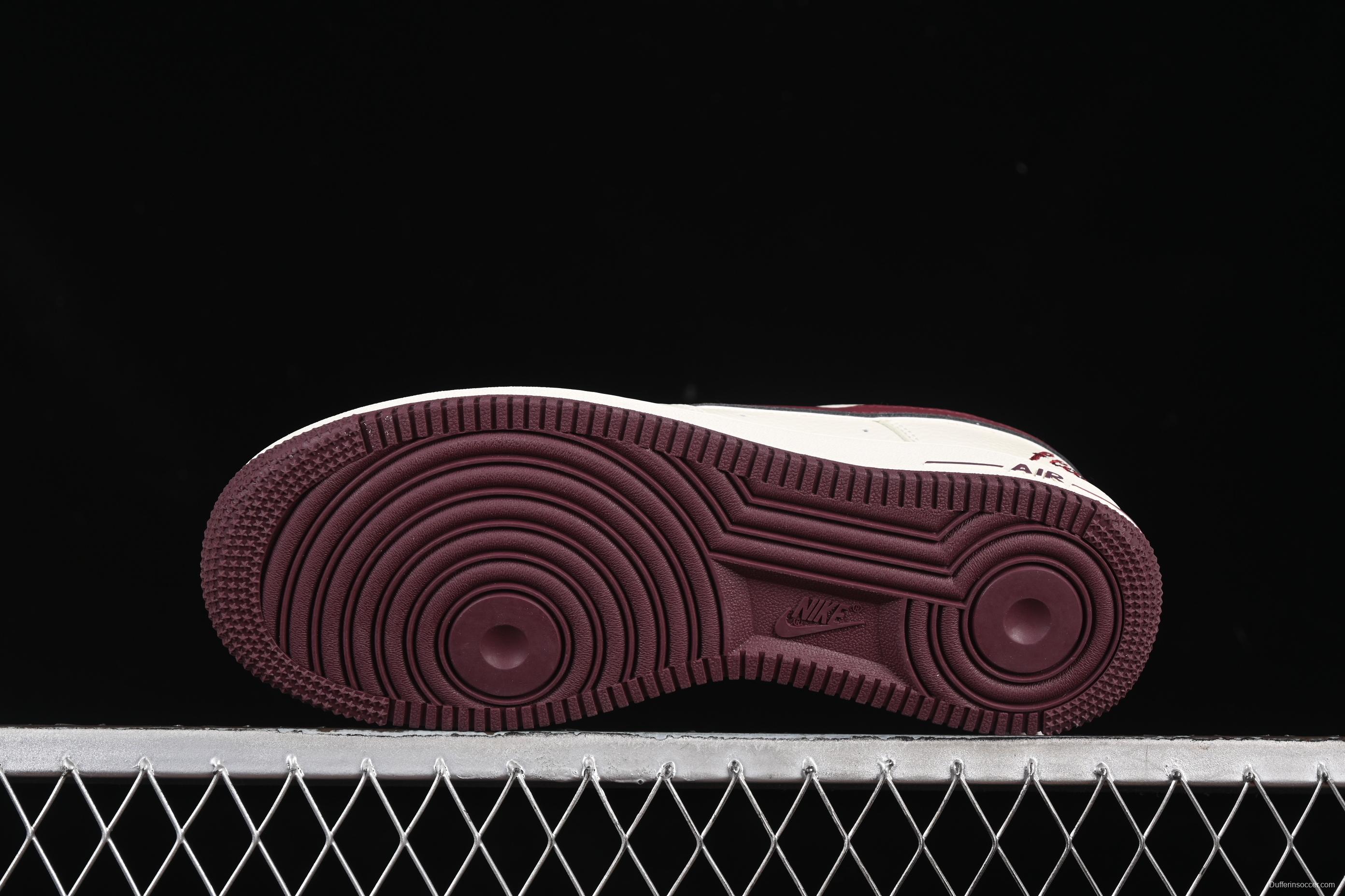 Nike Air Force 1'07 Low "Dream" Casual Sneakers with White Wine Red Swoosh - DR2024-105