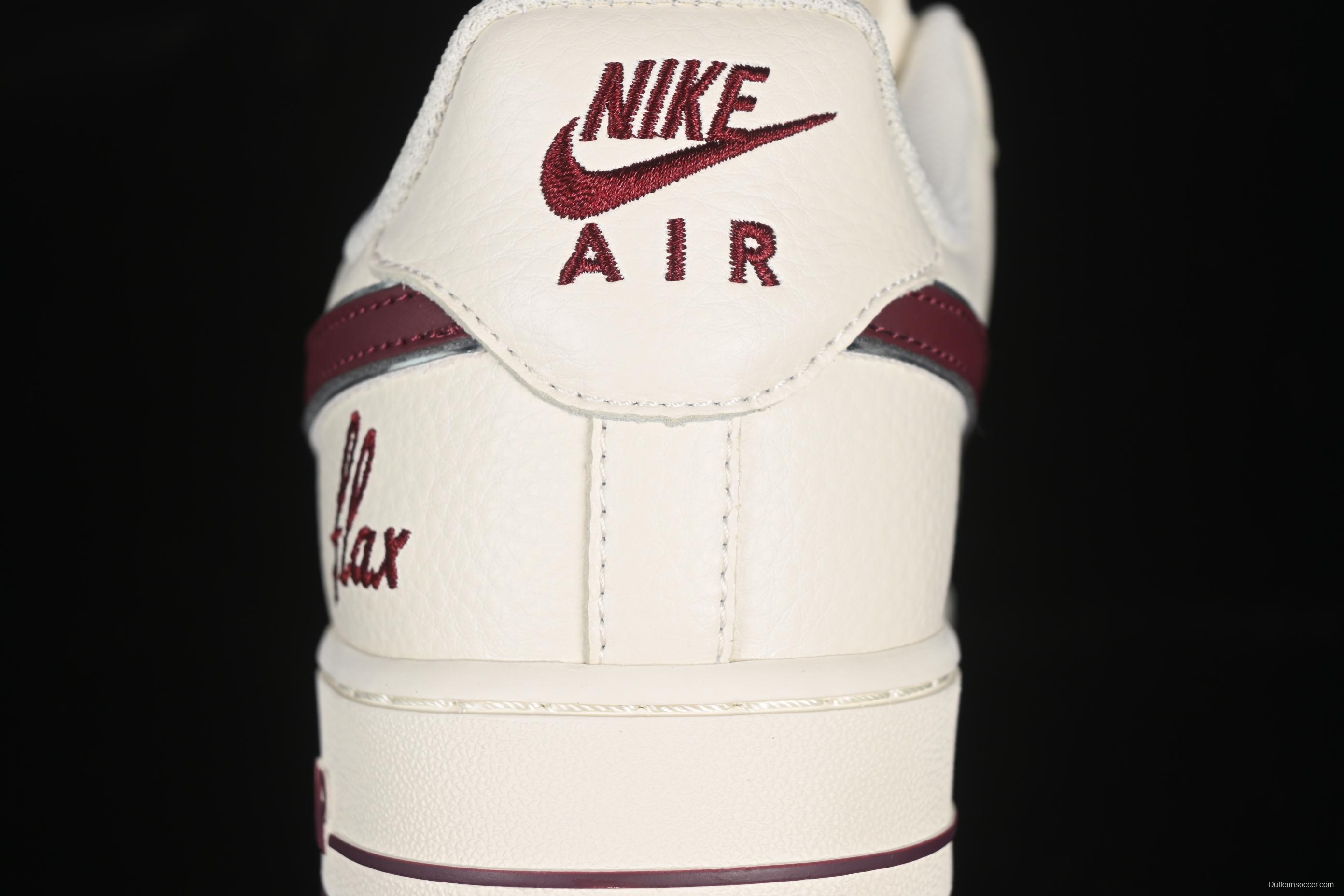 Nike Air Force 1'07 Low "Dream" Casual Sneakers with White Wine Red Swoosh - DR2024-105