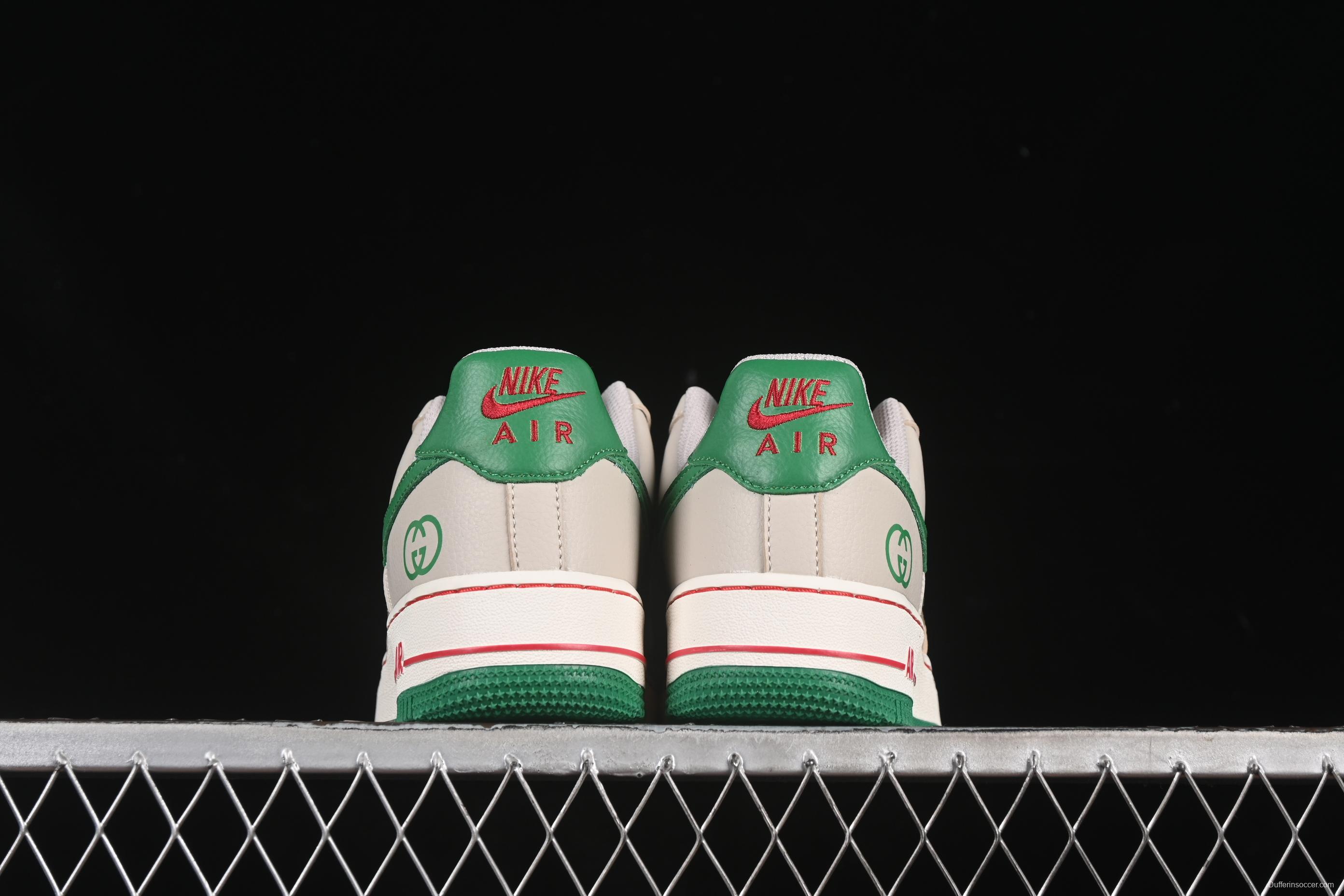 Nike Air Force 1 '07 Low Gucci Collaboration Grey Brown with Green Swoosh Casual Sneakers - LW9279-003