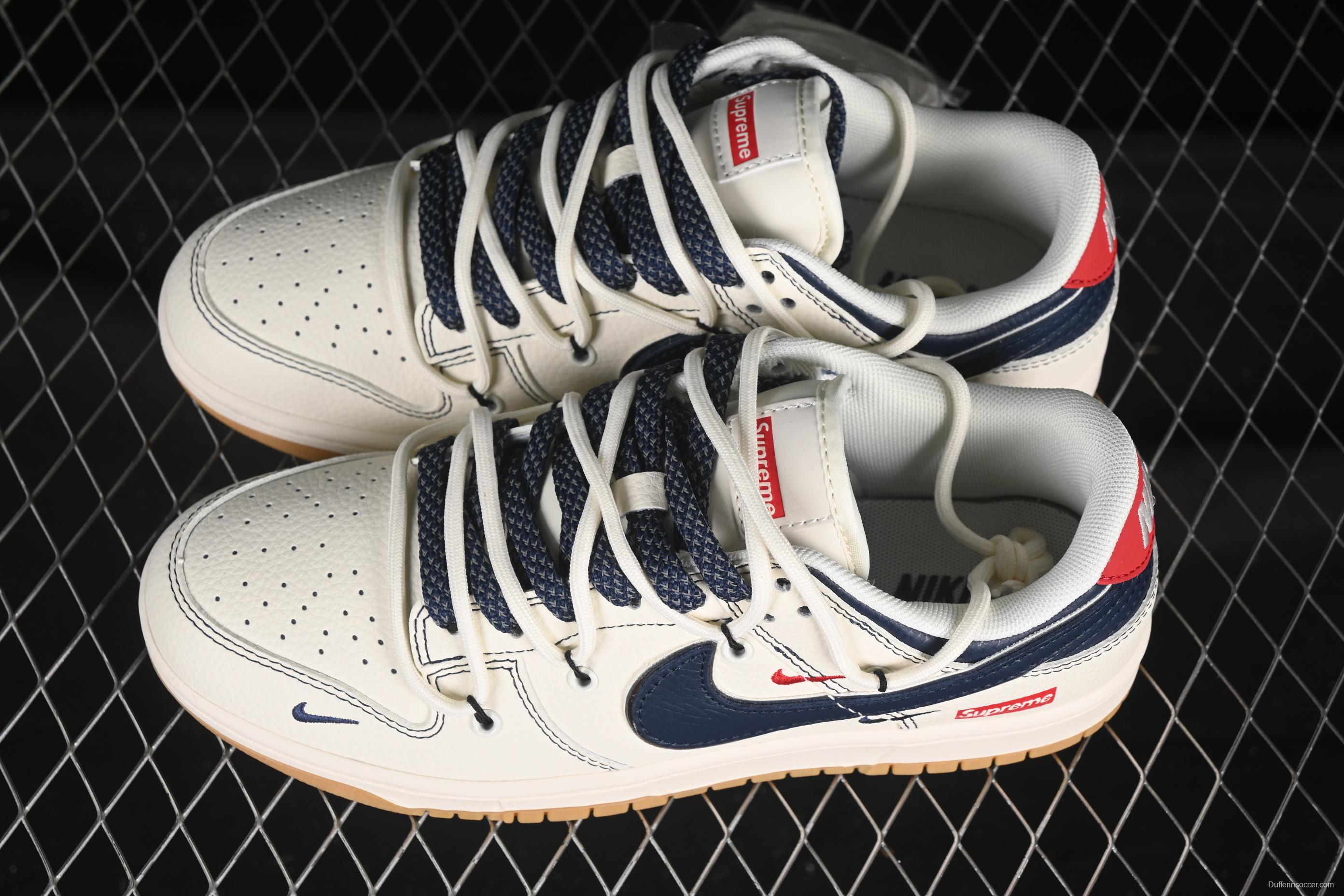 Nike SB Dunk Low Sup Collaboration Strap Blue Swoosh Anniversary Custom Low-Top Casual Skate Shoes - FC1688-217