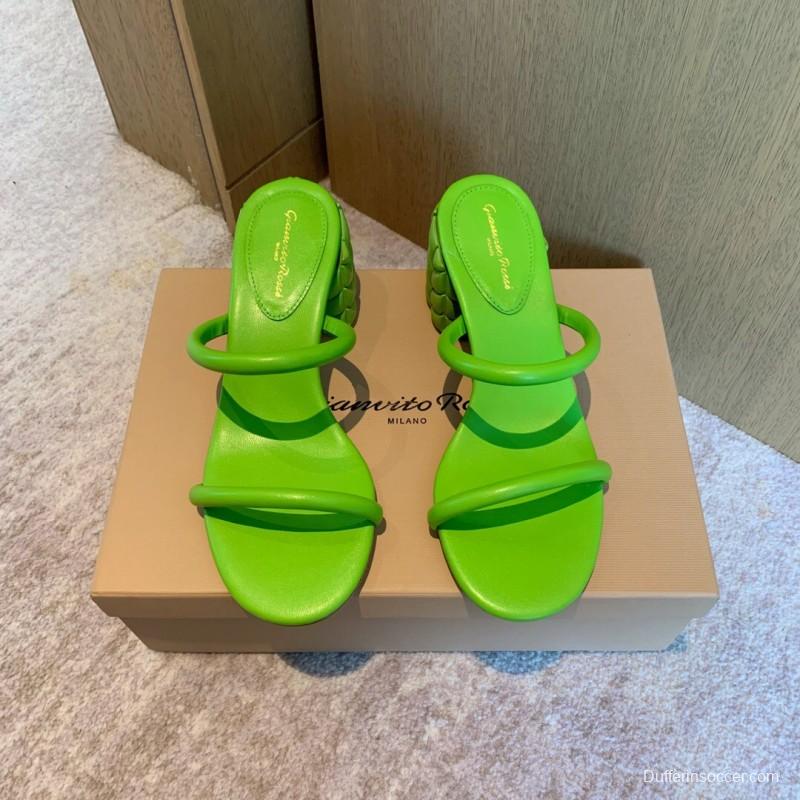 2025 Women Gianvito Rossi Green Leather Slippers