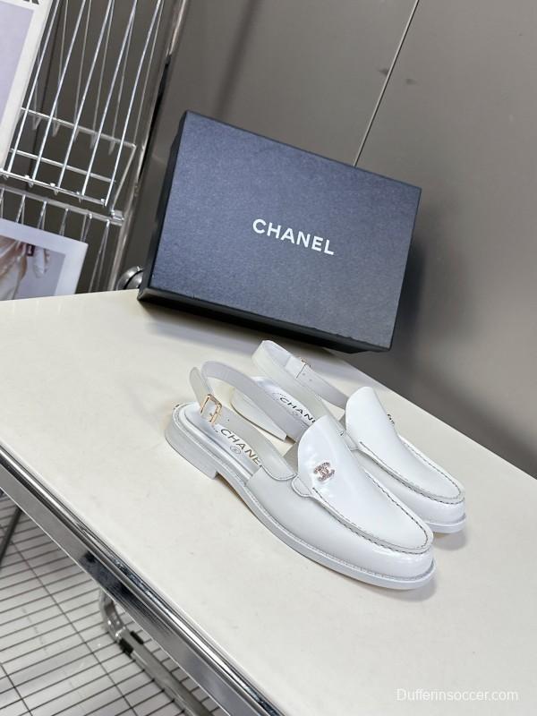 2025 Women Chanel White Leather Loafers