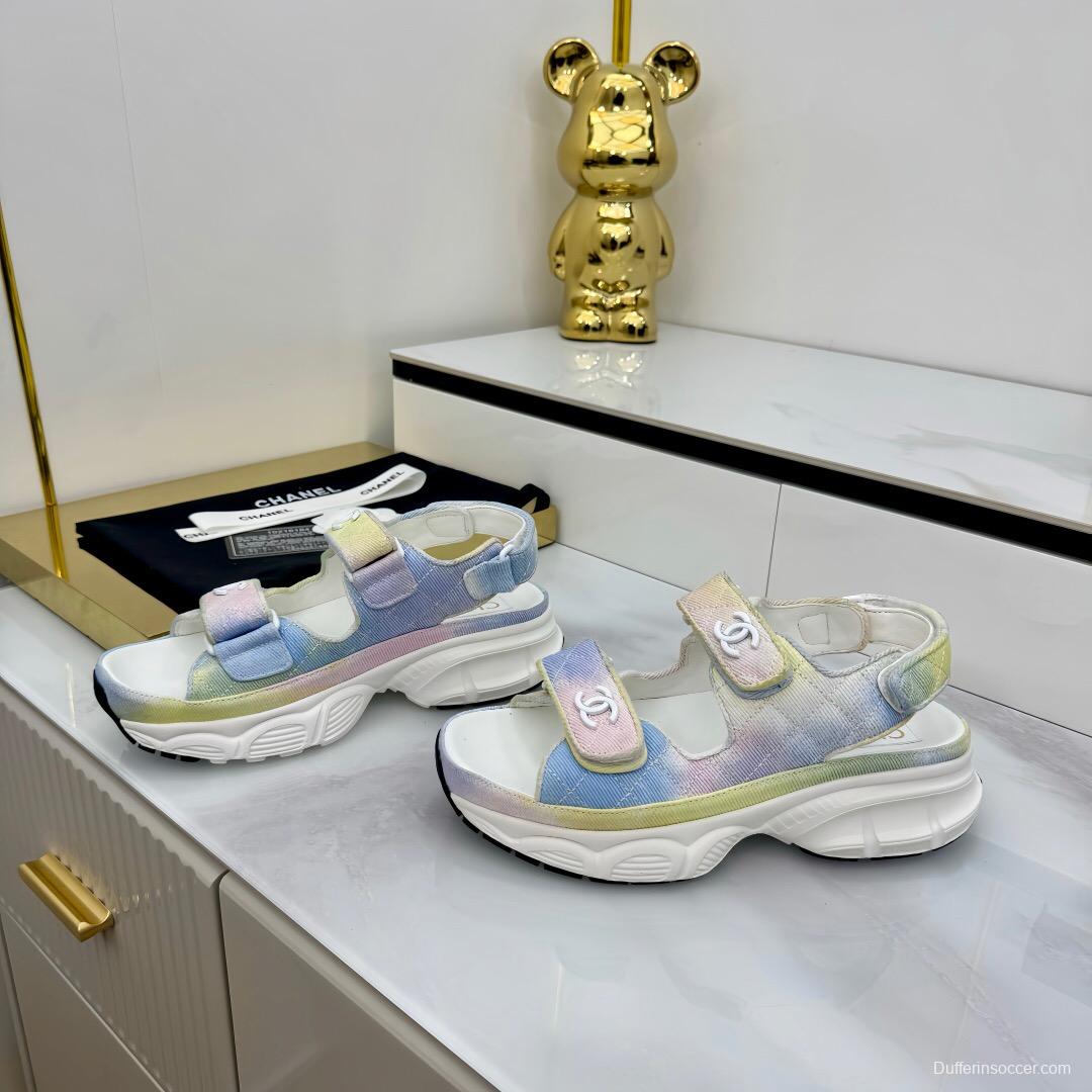 2025 Slippers Chanel Pastel Yellow Blue Pink Textile Slippers