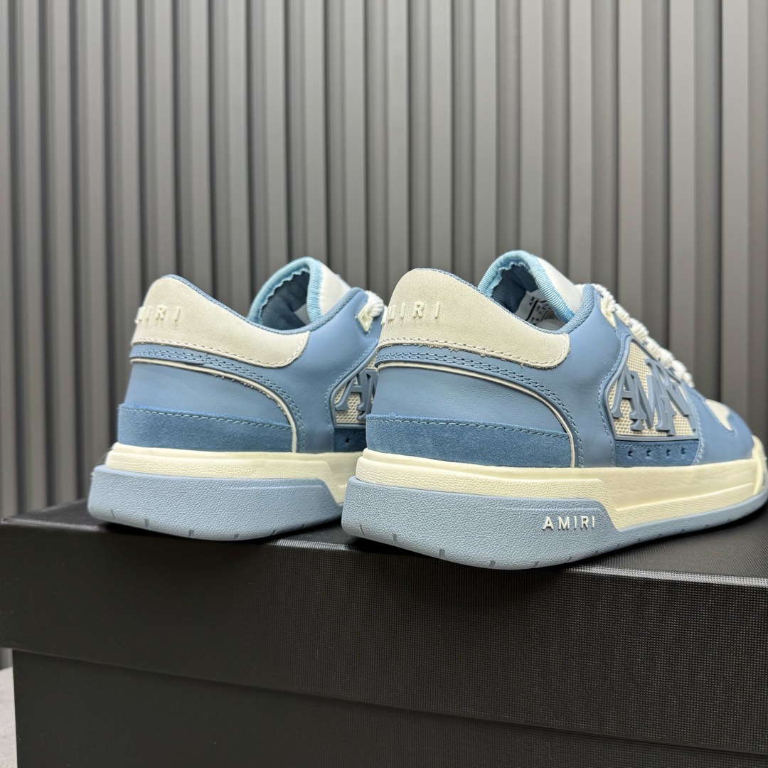 2025 Unisex Amiri Blue White Leather Sneakers MJ00360