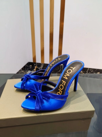 2025 Women TOM FORD Blue Velvet High Heel Mules