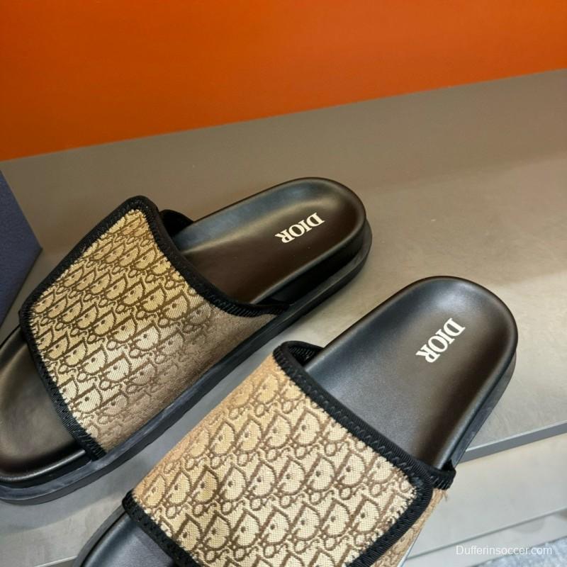 2024 Dior beige black canvas slippers MJ00180
