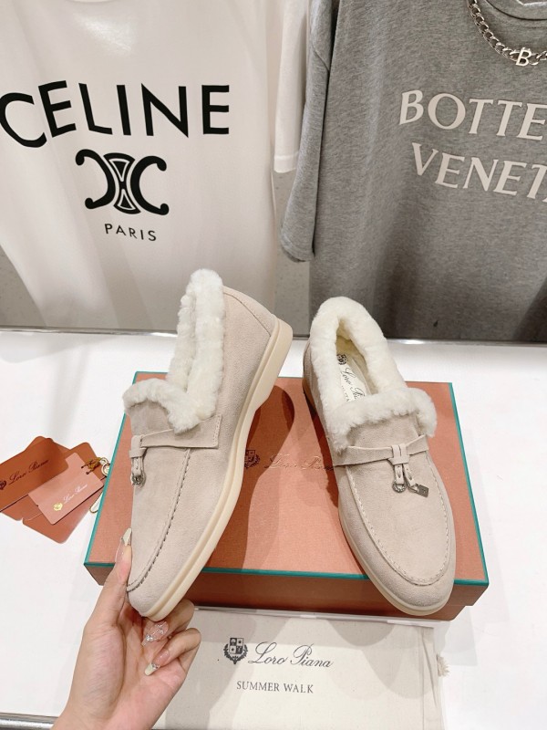 2024 Unisex Le Parmentier Beige Suede Sheepskin Loafers MJ00300