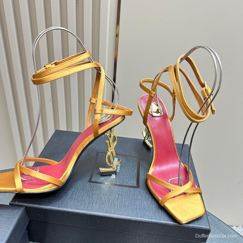 2025 Women Yves Saint Laurent Yellow Leather Sandals
