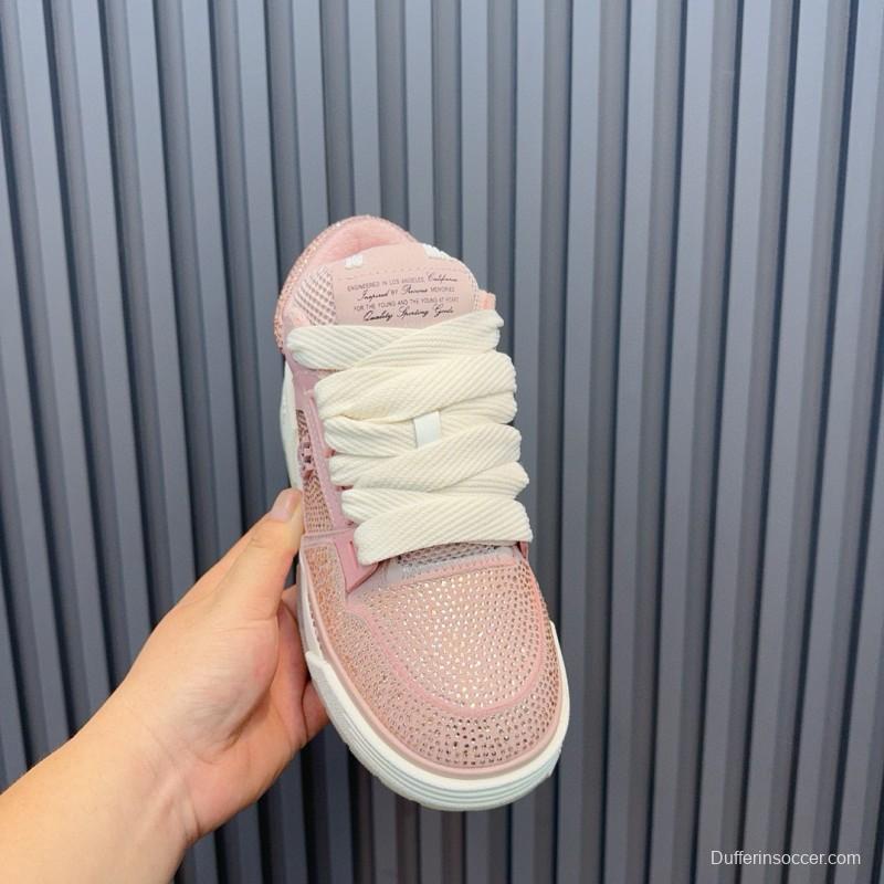 2024 Women Amiri pink mesh leather sneakers MJ00410
