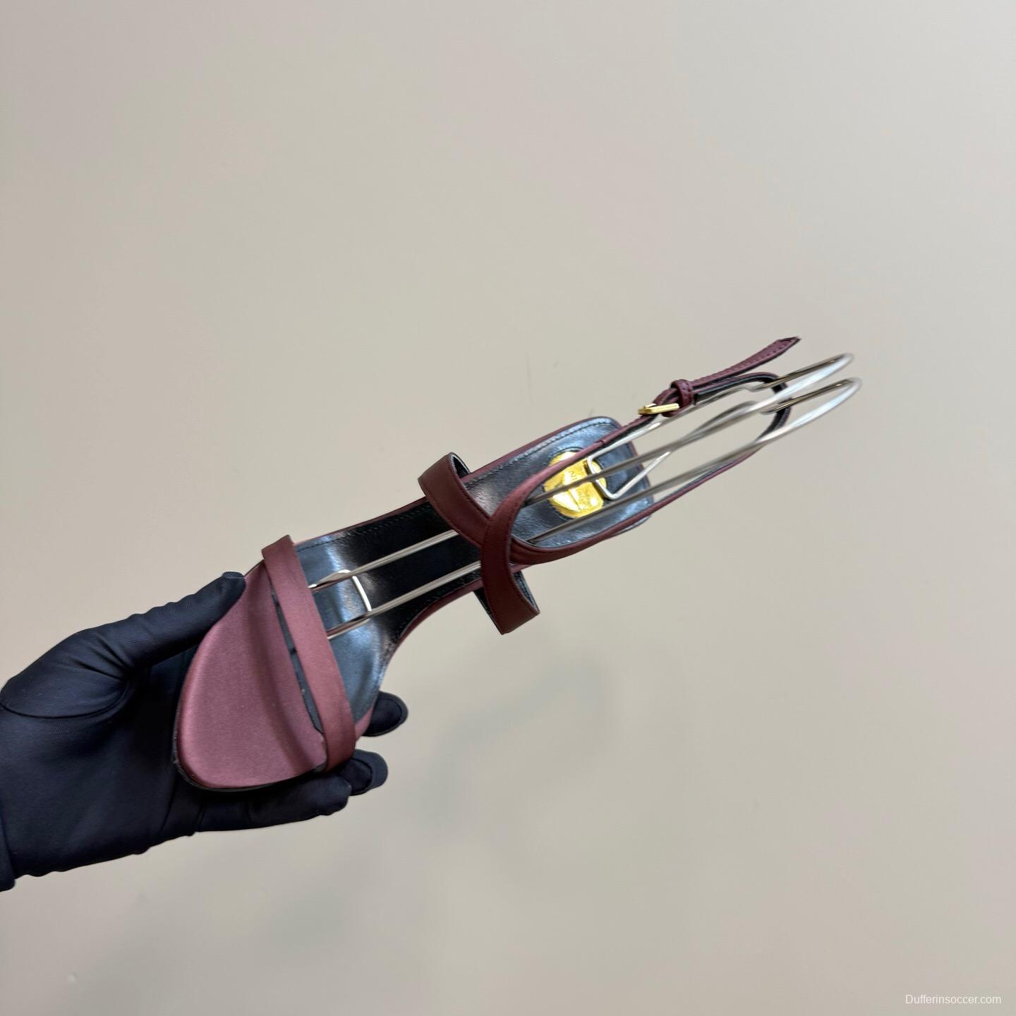 2025 Women Yves Saint Laurent Burgundy Suede Wedge Sandals Elegant Strappy Design KFY00290 (F)