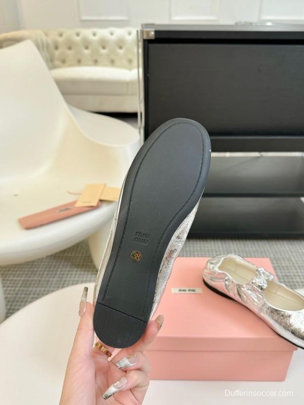 2025 Women Miu Miu Silver Calf Leather Mary Jane KFY00300