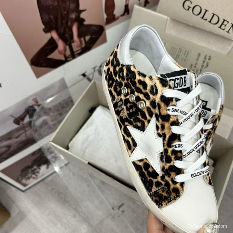 2025 Women GGDB Leopard White Leather Sneakers