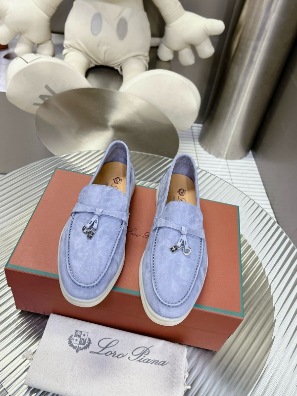 2024 Unisex Le Parmentier Light Blue Suede Loafers MJ00270