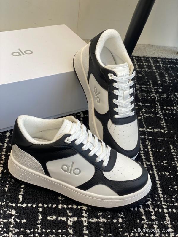 2025 Women Alo Black White Leather Sneakers KFY00280