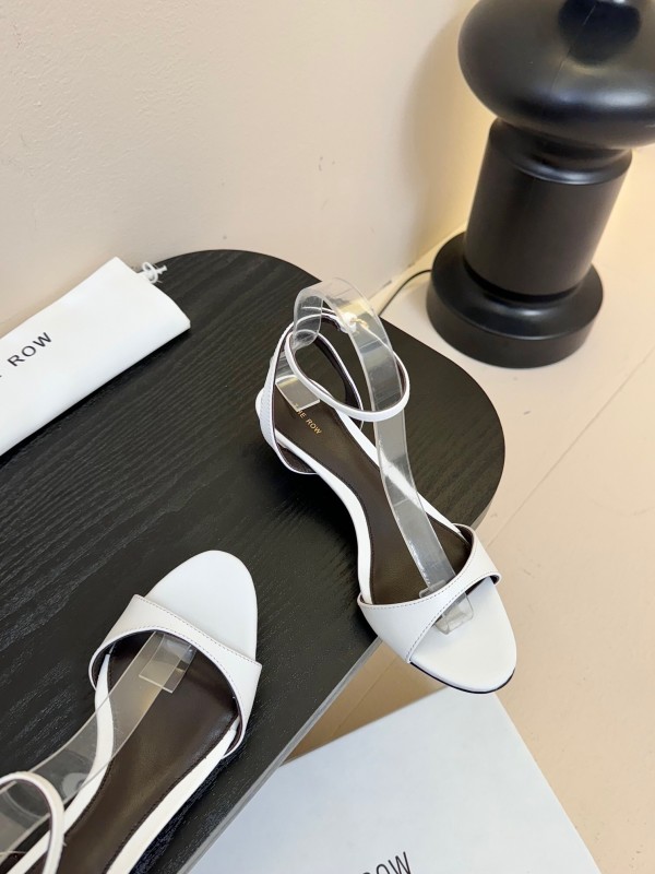 2025 Women The Row White Leather Sandals