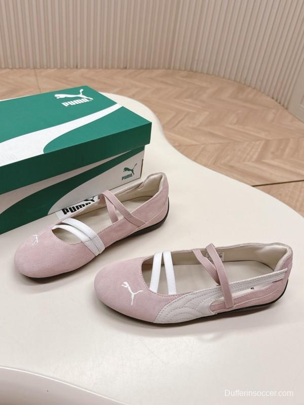 2025 Women PUMA Light Pink Suede Ballet Shoes