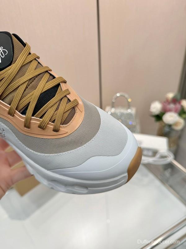 2025 Unisex Loewe White Army Green Orange Blue Black Polyester Mesh Running Shoes Collaboration KFY00300