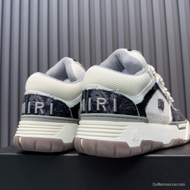 2024 Unisex Amiri White Black Leather Sneakers MJ00360
