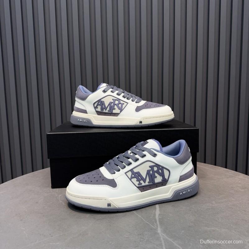 2025 Unisex Amiri White Grey Leather Sneakers MJ00360