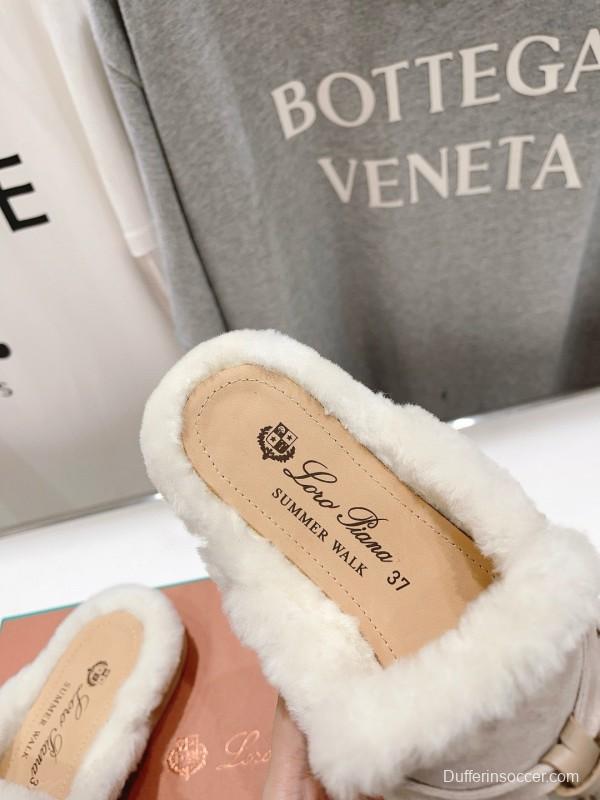 2024 Slippers LP Beige Suede Fur Loafer