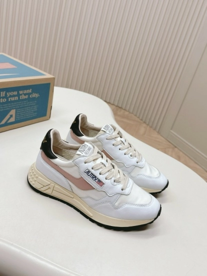 2024 Women Autry White Pink Beige Leather Mesh Casual Sneakers MJ00330