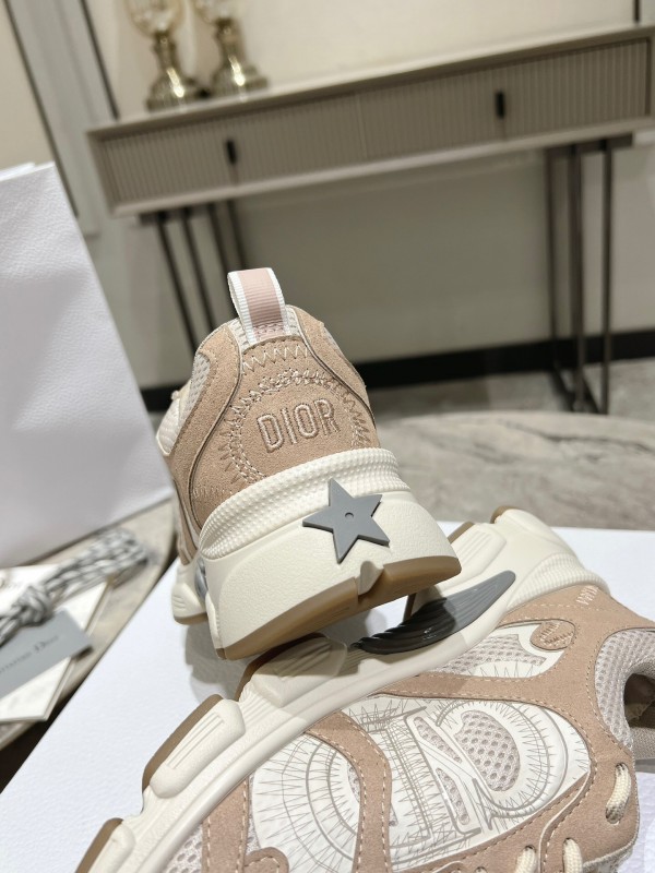 2025 Women Dior Beige White Mesh Leather Sneakers