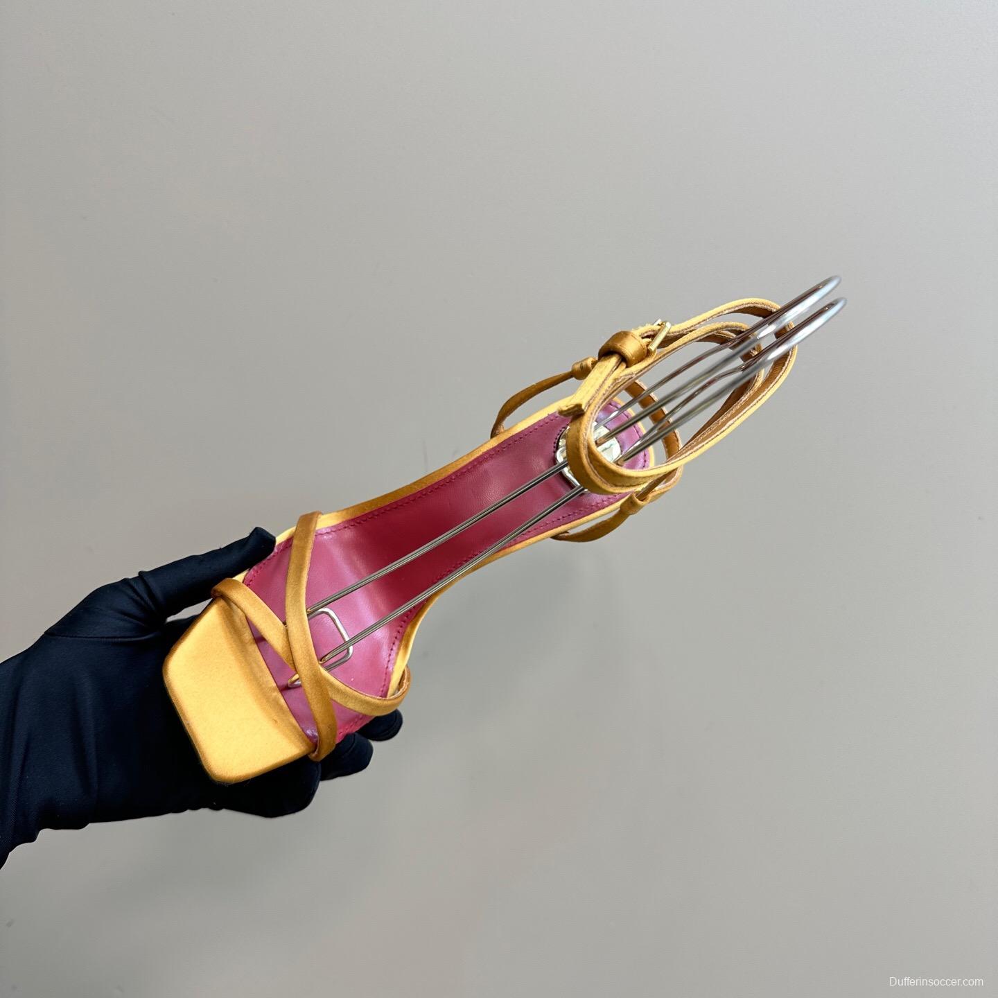 2025 Women Yves Saint Laurent Yellow Leather Sandals