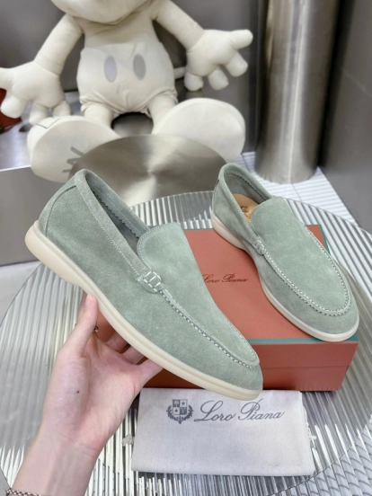 2025 Men LP Light Green Suede Loafers LY00260