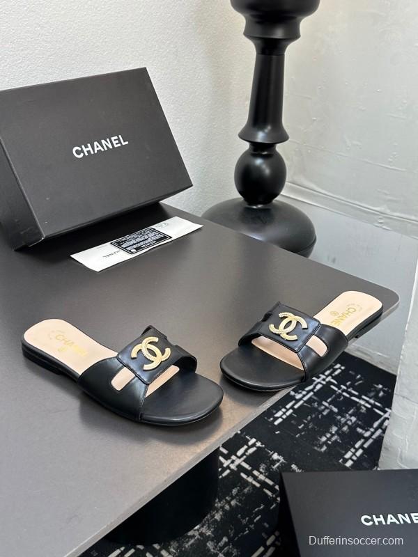 2025 Slippers Chanel Black Lambskin Slippers