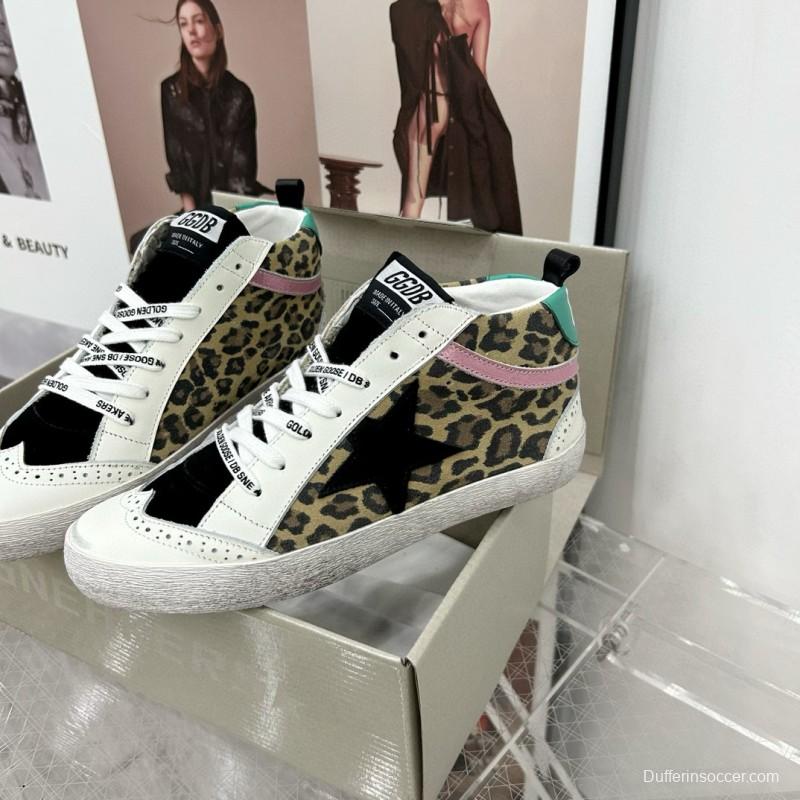 2024 Unisex GGDB Leopard Pink Green Leather Suede High Top Sneakers MJ00300