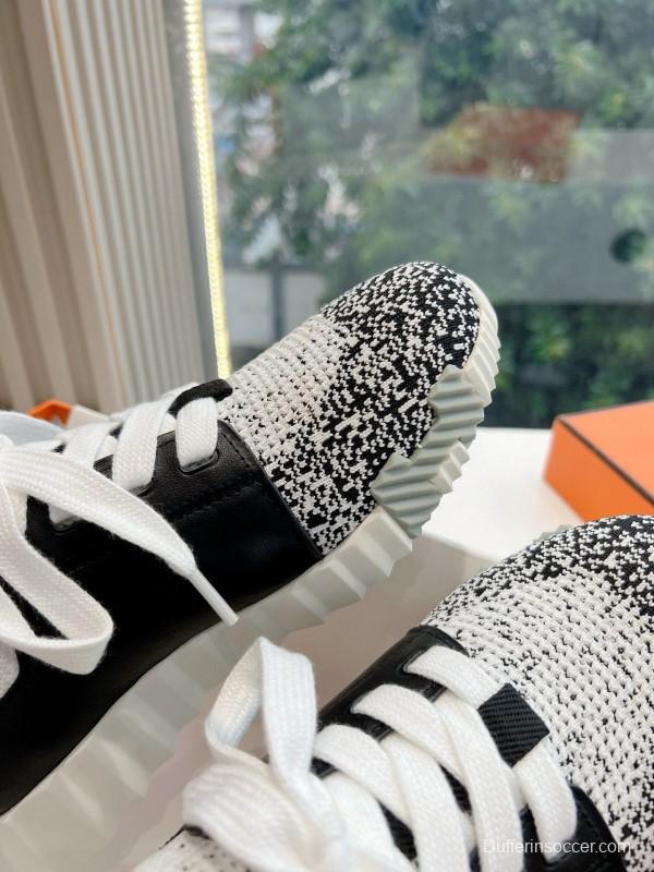 2024 Unisex Hermès Black White Orange Calfskin Suede Sneakers Bouncing MJ00290(F/W)
