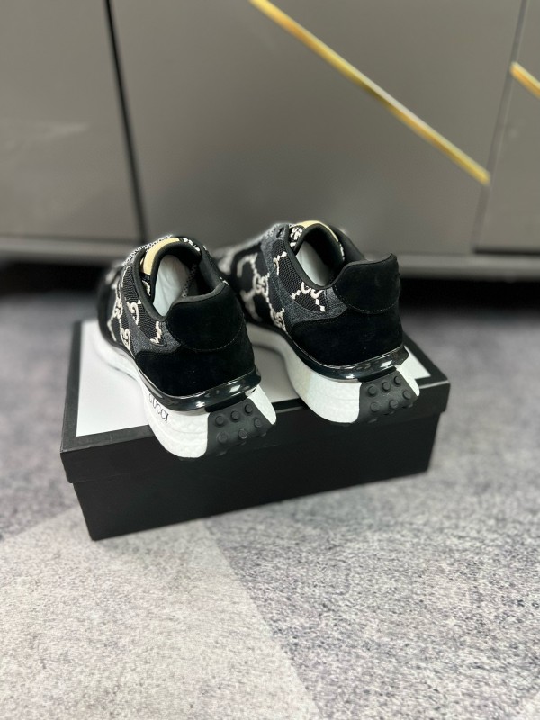 2024 Men Gucci black white fabric suede sneakers MJ00260