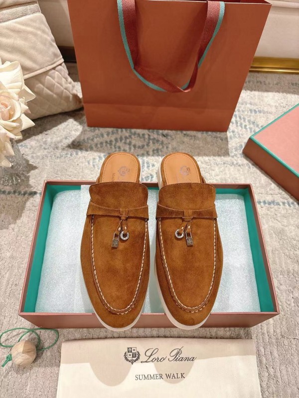 2025 Women LP Brown Suede Slippers LY00260