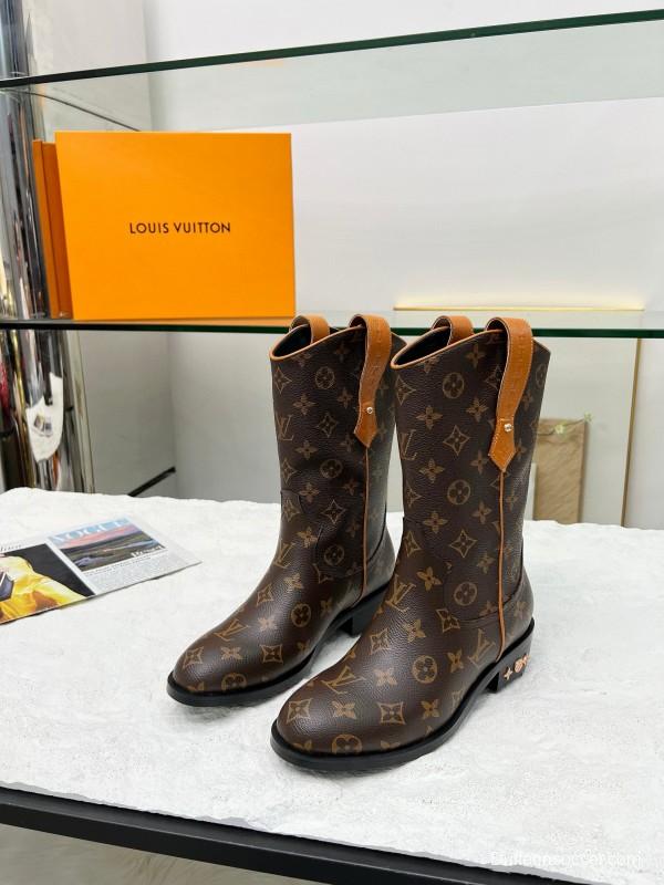 2024 Women Louis Vuitton Brown Monogram Leather Boots MJ00360
