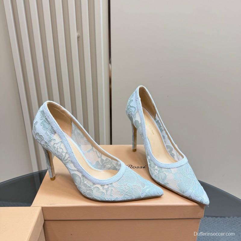 2025 Women Gianvito Rossi Light Blue Lace High Heel KFY00280