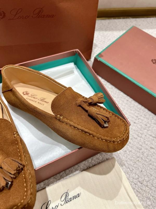2025 Women LP Brown Suede Loafers Tassel LY00291
