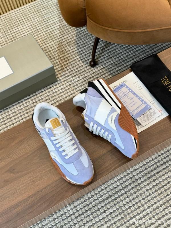 2025 Unisex TOM FORD Blue White Black Leather Suede Sneakers LY00360(LY00370)