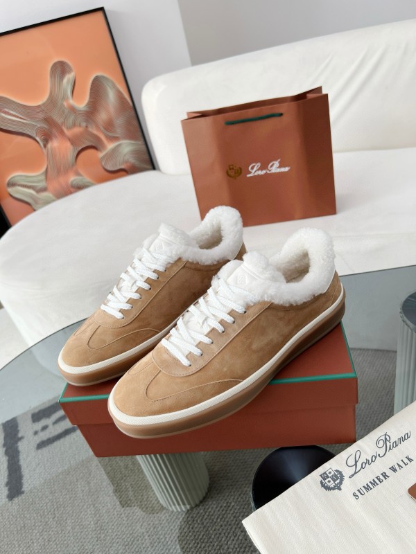 2024 Women LP Kummel Brown Suede Shearling Low-top Sneakers MJ00350