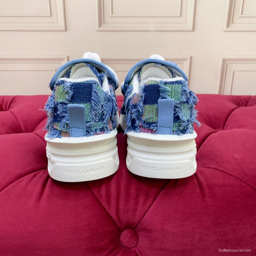 2025 Unisex Dolce & Gabbana Blue Green Denim Fabric Sneakers