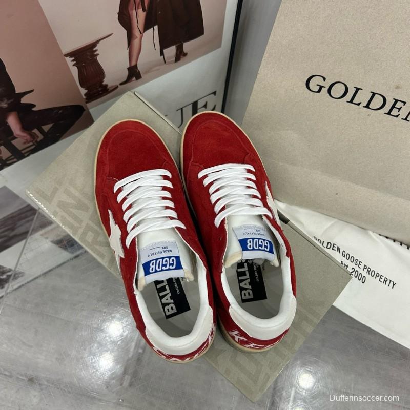 2024 Women GGDB Red Suede White Star Low-Top Sneakers MJ00260