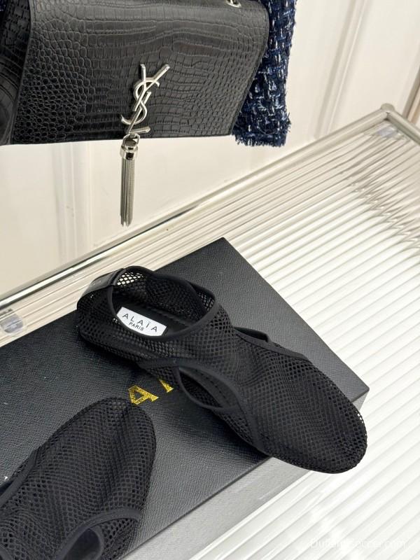 2025 Women AlAIA Black Mesh Casual Shoes