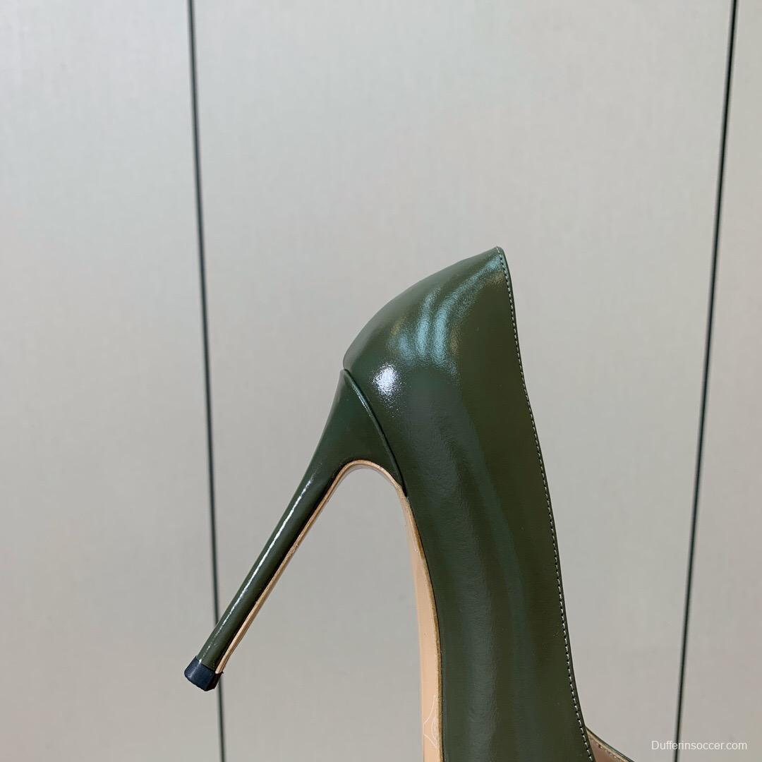 2025 Women Gianvito Rossi Green Patent Leather Pumps KFY00300