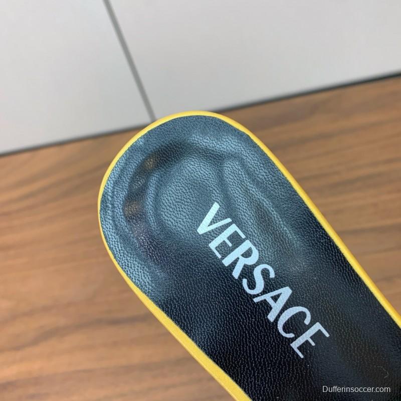 2025 Women VERSACE Yellow Leather Slippers