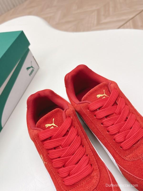 2025 Women Puma Red White Suede Sneakers LY00280