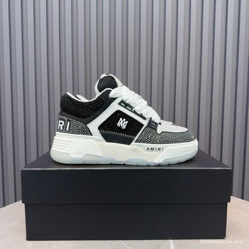 2024 Unisex Amiri Black White Mesh Leather Sneakers MJ00410