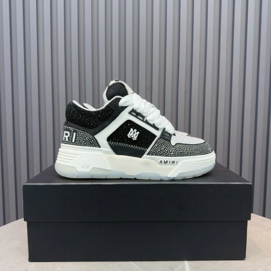 2024 Unisex Amiri Black White Mesh Leather Sneakers MJ00410