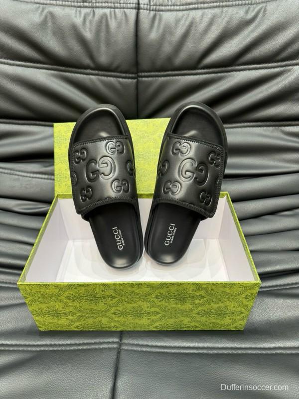 2024 GUCCI Black Leather Slippers MJ00200