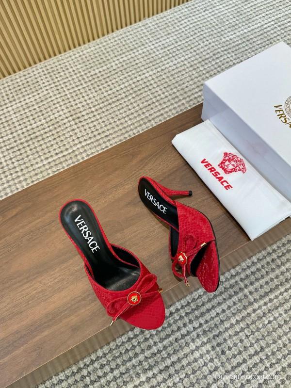 2025 Women VERSACE Red Leather Heels LY00250