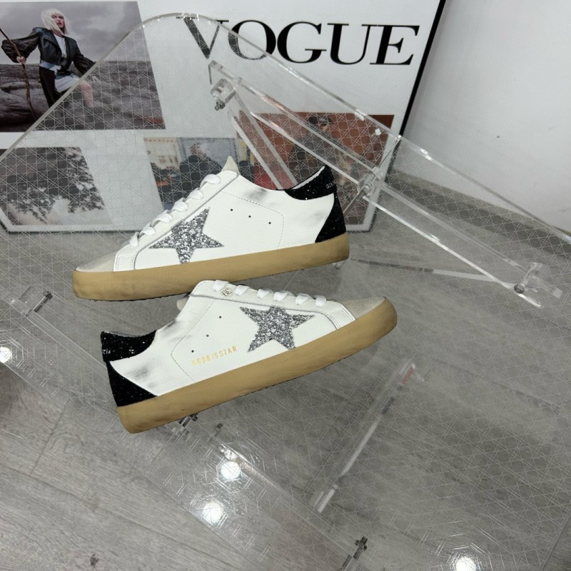 2025 Women GGDB White Black Silver Leather Suede Sneakers