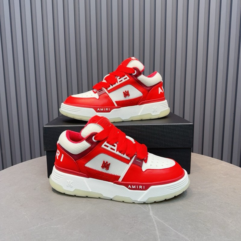 2024 Unisex Amiri埃米尔 Red White Leather Mesh Sneakers MJ00360